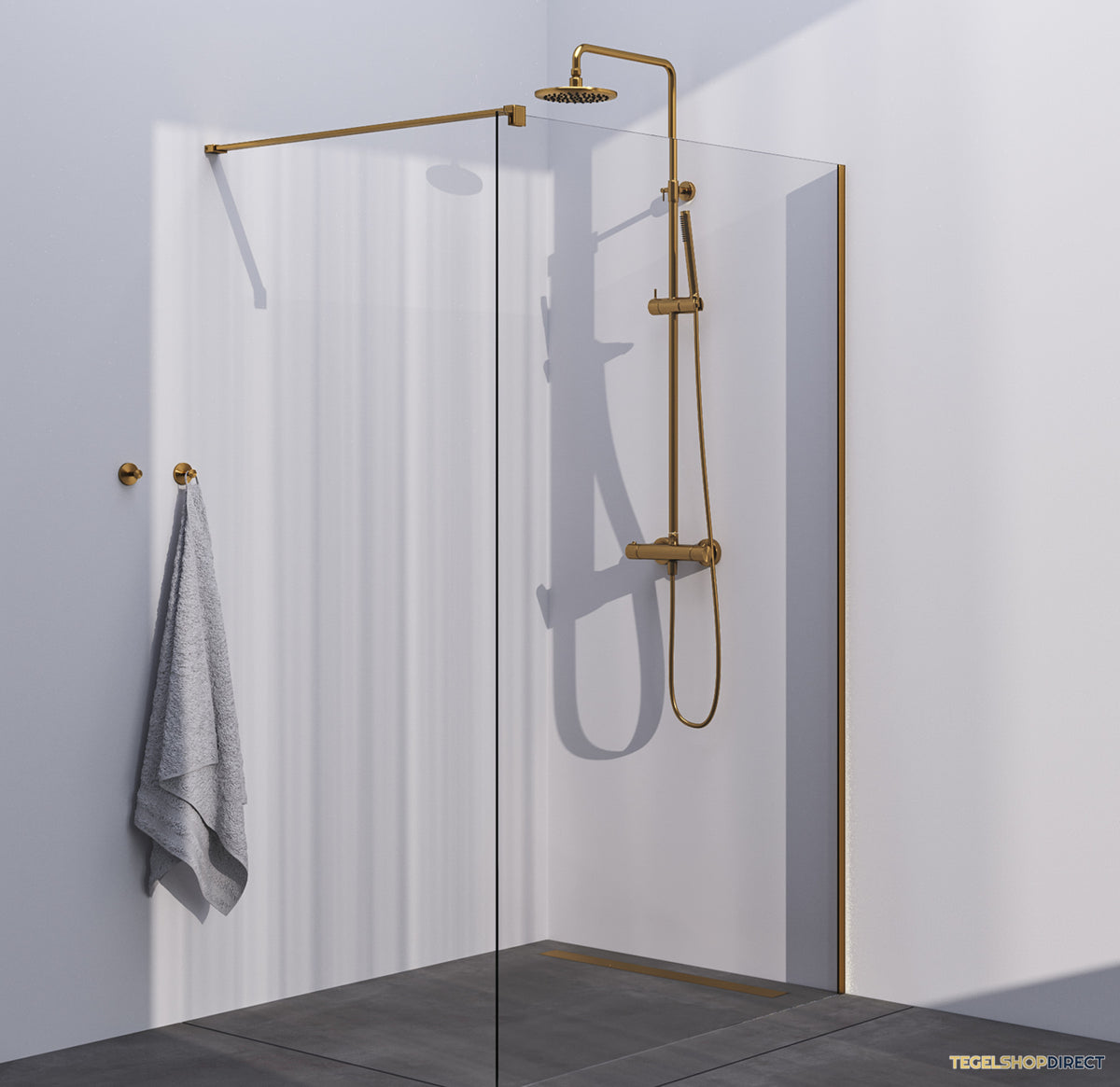 BRAUER Season inloopdouche model C helder glas 130x200 incl. glascoating goud geborsteld