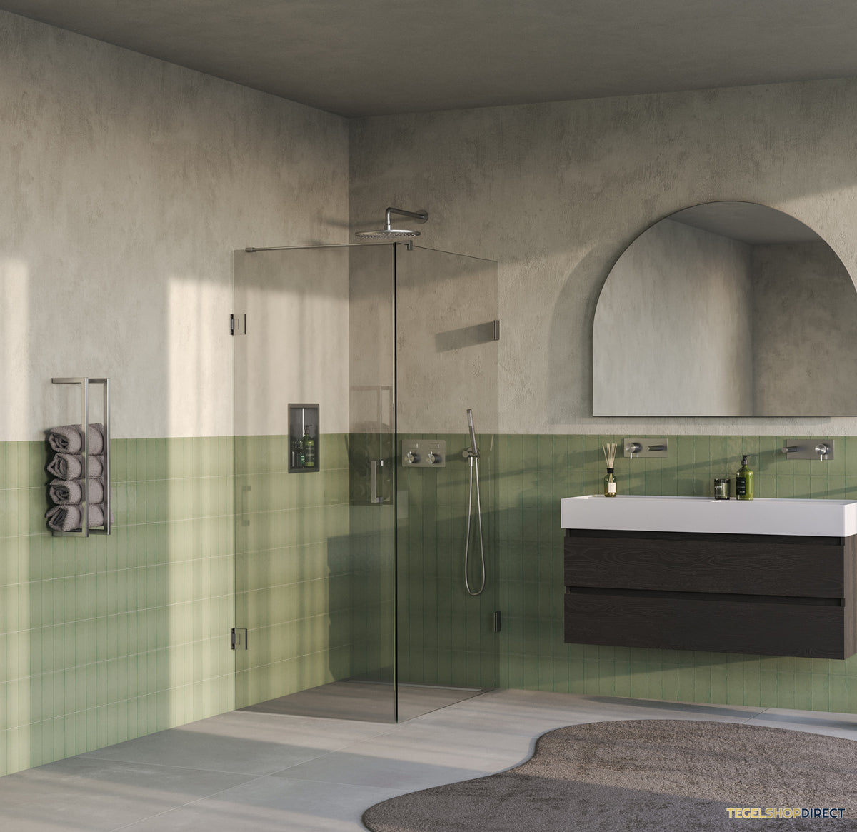 BRAUER Void douchecabine met draaideur helder glas 80x120x200 incl. glascoating PVD RVS-kleurig geborsteld – afbeelding 2