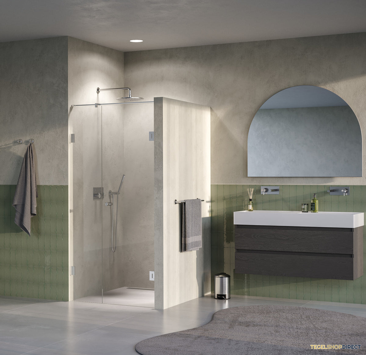 BRAUER Void Carving nisdeur 2-delig helder glas 100x200 omkeerbaar met draaideur 60 aan muur incl. glascoating PVD RVS-kleurig geborsteld – afbeelding 2