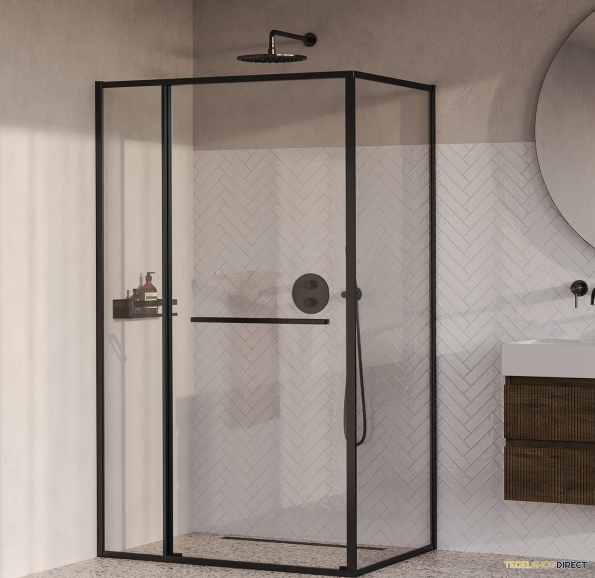 BRAUER Luminis Douchecabine 3-Delig Naar Binnen Draaiend 120x90x200 Omkeerbaar Helder Glas Incl. Glascoating PVD Gunmetal Geborsteld