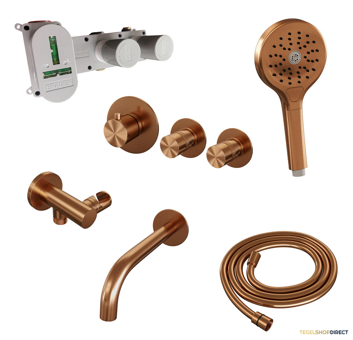 Inbouwthermostaatset Brauer Copper Incl Baduitloop en 3 Standen Handdouche Koper – afbeelding 6