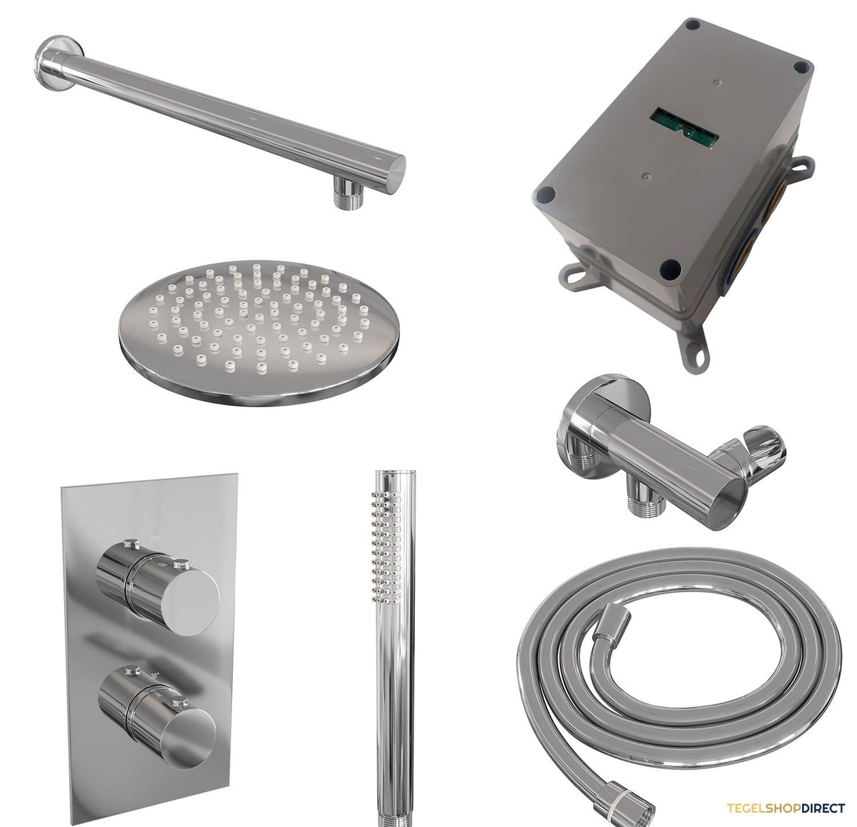 Inbouw Regendouche Set Brauer Chrome Edition Wanduitloop Ronde Hoofddouche 20 cm – afbeelding 2