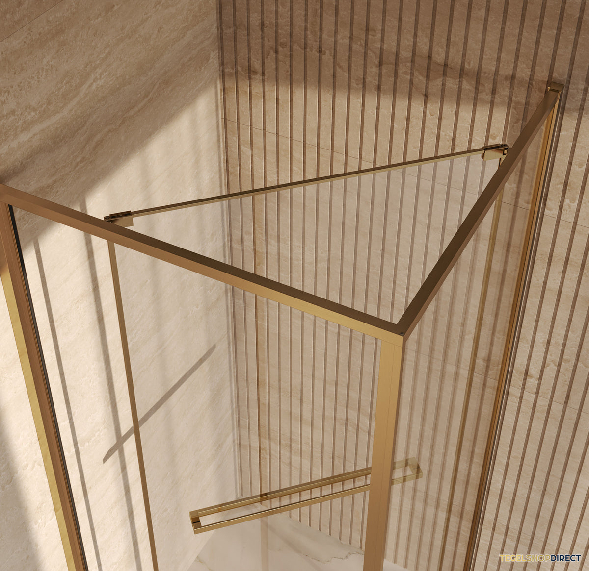 BRAUER Luminis Douchecabine 2-Delig Naar Binnen Draaiend 90x90x200 Omkeerbaar Helder Glas Incl. Glascoating PVD Goud Geborsteld – afbeelding 5