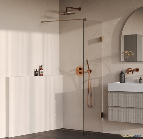 BRAUER Void inloopdouche helder glas 60x200 incl. glascoating PVD koper geborsteld