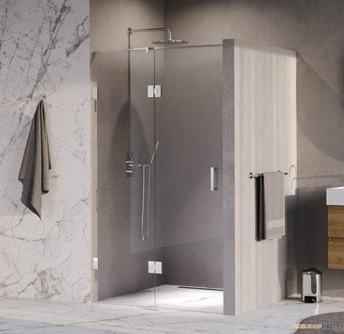 BRAUER Void nisdeur 2-delig helder glas 120x200 omkeerbaar met draaideur 60 aan glas incl. glascoating chroom