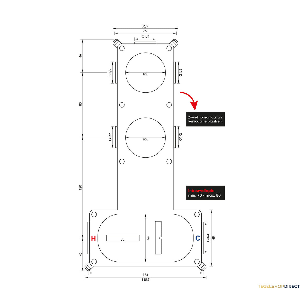 Inbouwthermostaat Brauer Brushed Edition en 2 Stopkranen Met in- en Afbouwdelen Geborsteld RVS OUTLET – afbeelding 4
