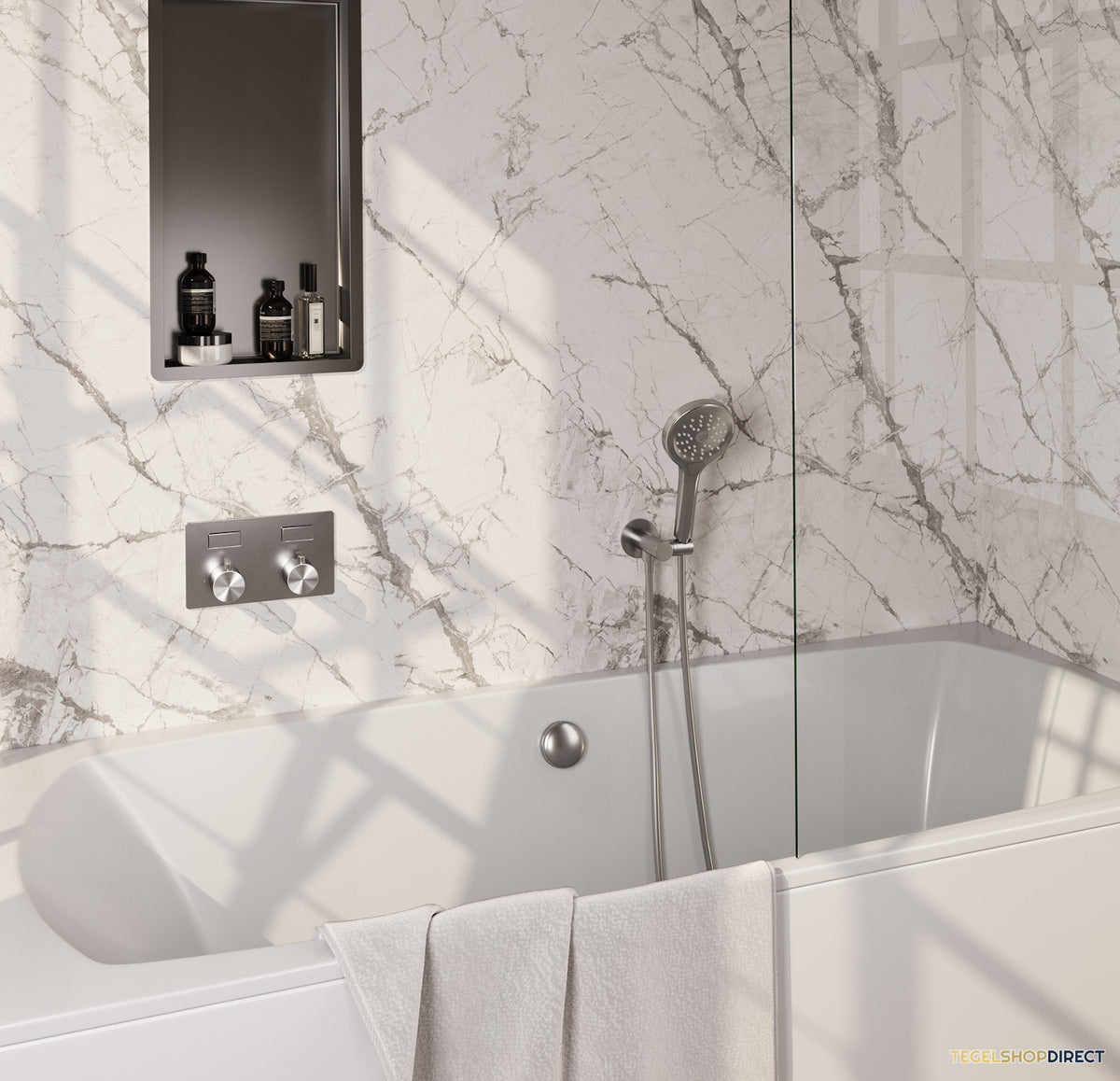 Inbouwthermostaat set Brauer Brushed Edition Met Drukknoppen Incl Baduitloop en Afvoer RVS (Keuze Handdouche) – afbeelding 2